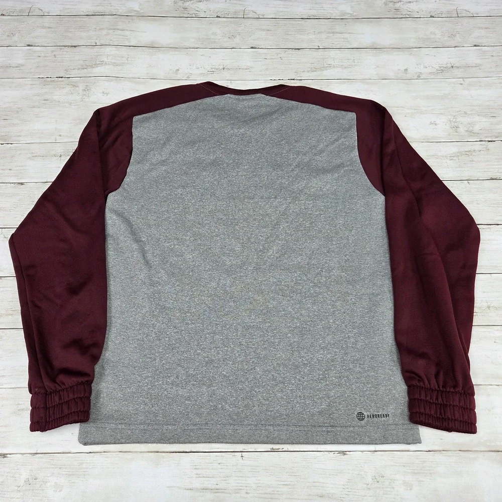 Adidas Sweatshirt Mens Small Grey Maroon Aggie Football‎ HI3139 Raglan Fleece